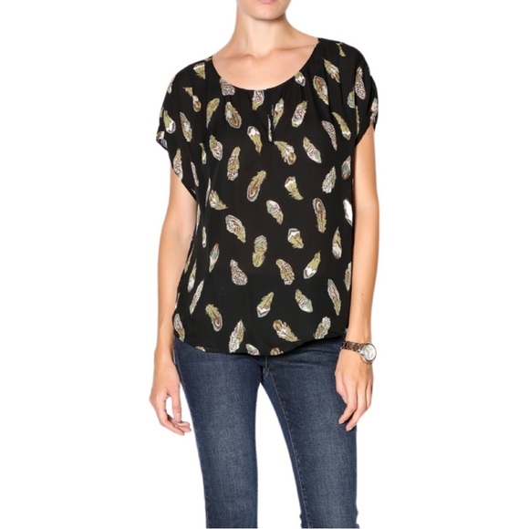 EUC Joie Lamia Feather Print Blouse - Picture 3 of 10